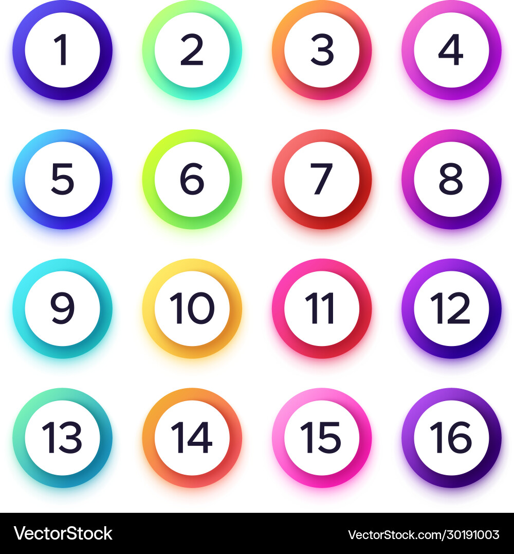 Numbers in colorful gradient frames set Numbers in colorful gradient frames set vector image