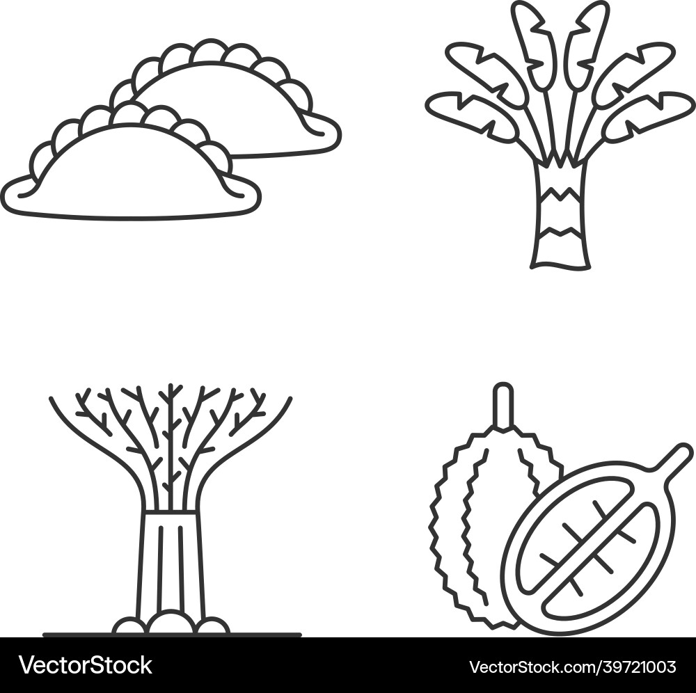 Plants in singapore linear icons set Plants in singapore linear icons set vector image