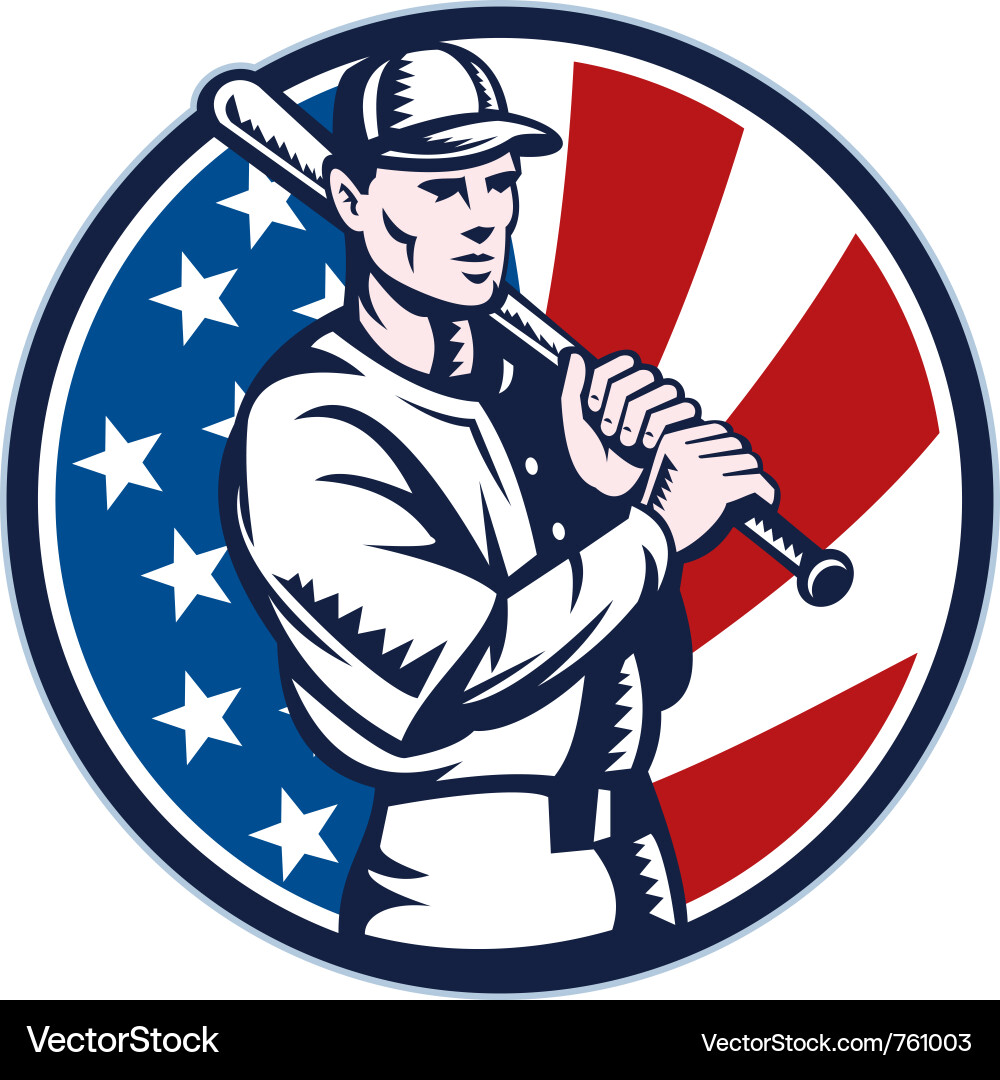 Retro American Baseball Player Vector Image