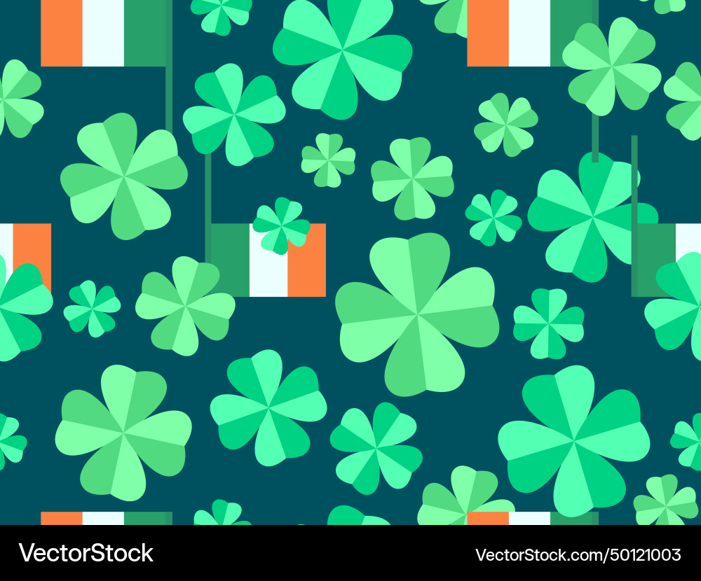 Seamless pattern with irish flag and clover Seamless pattern with irish flag and clover vector image