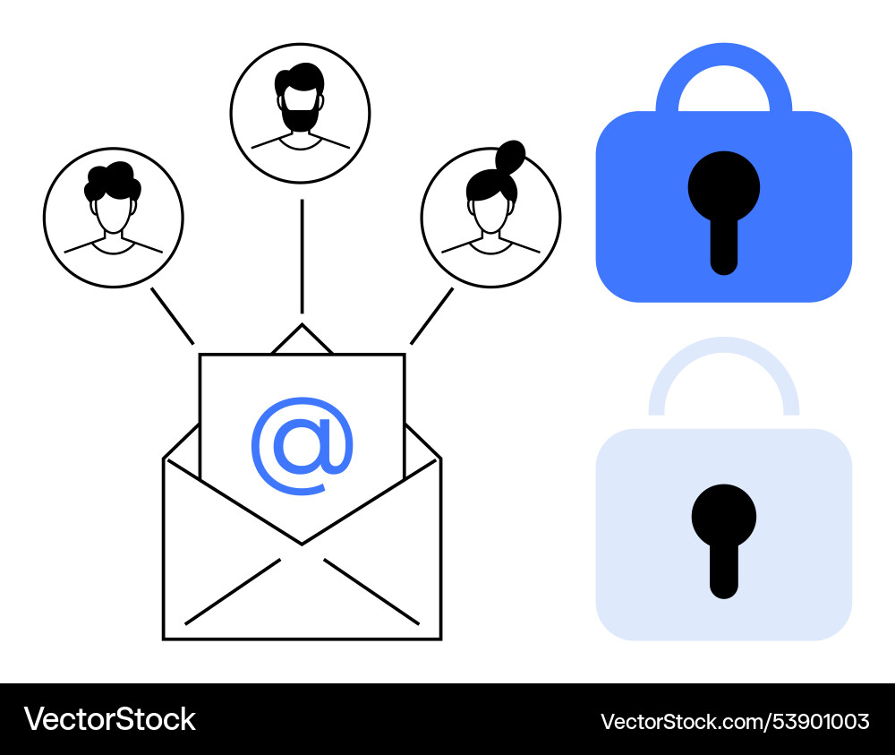 Secure email communication with connections Secure email communication with connections vector image