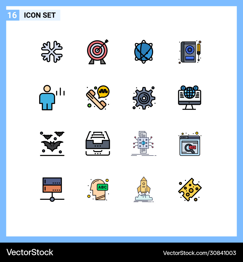 Set 16 flat color filled lines on grid Vector Image
