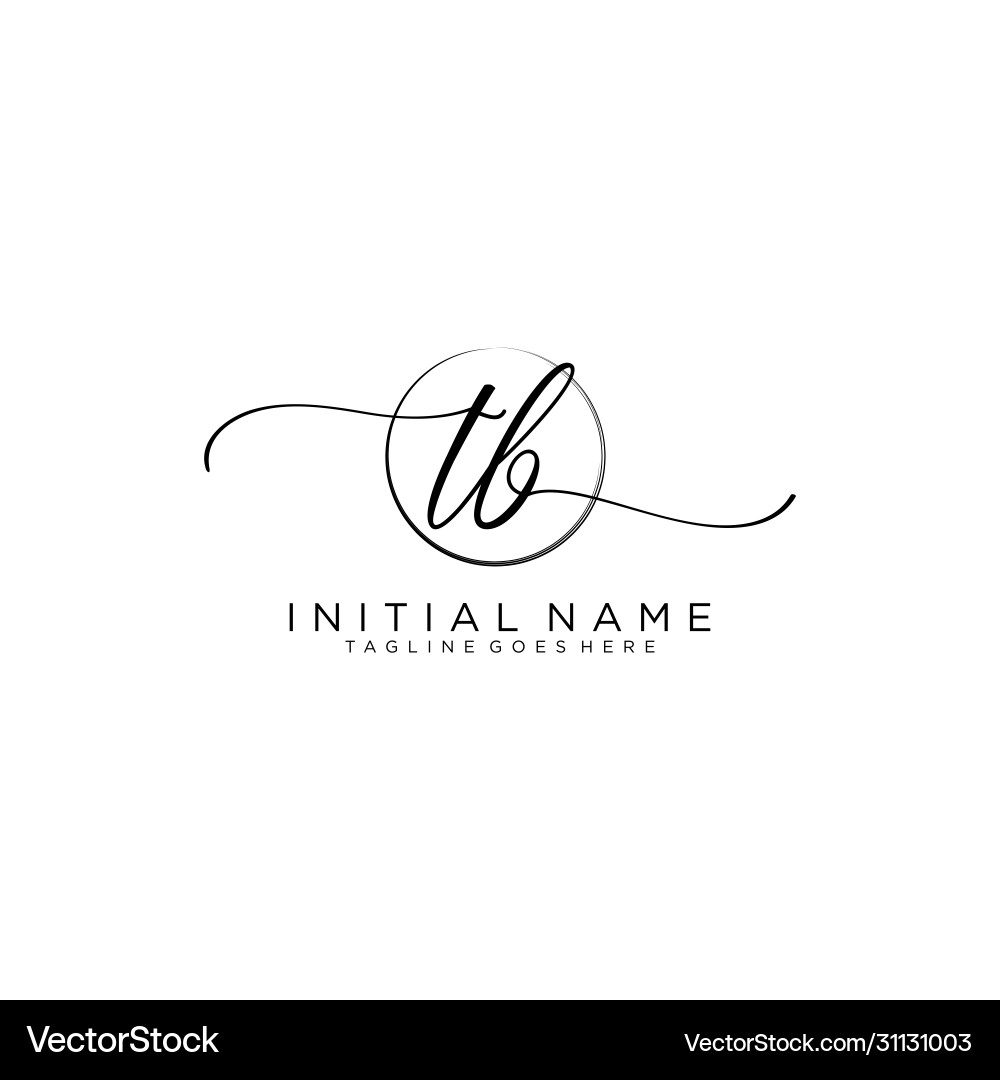 Tb initial handwriting logo with circle template Vector Image