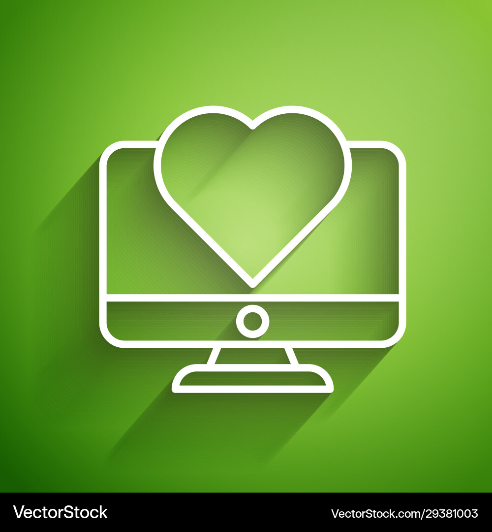 White line computer monitor with heart icon White line computer monitor with heart icon Vector Image