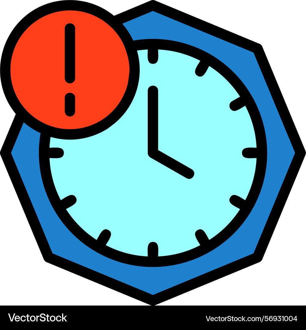 Clock with deadline line filled style icon design Vector Image
