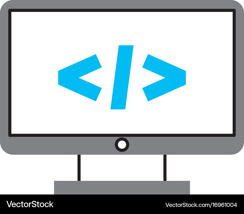 Computer desktop with progamming language Vector Image