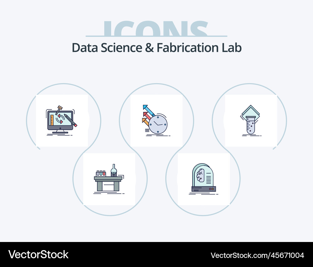 Data science and fabrication lab line filled icon vector image