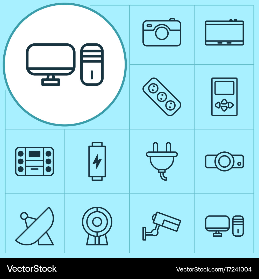 Device icons set collection of personal computer Vector Image