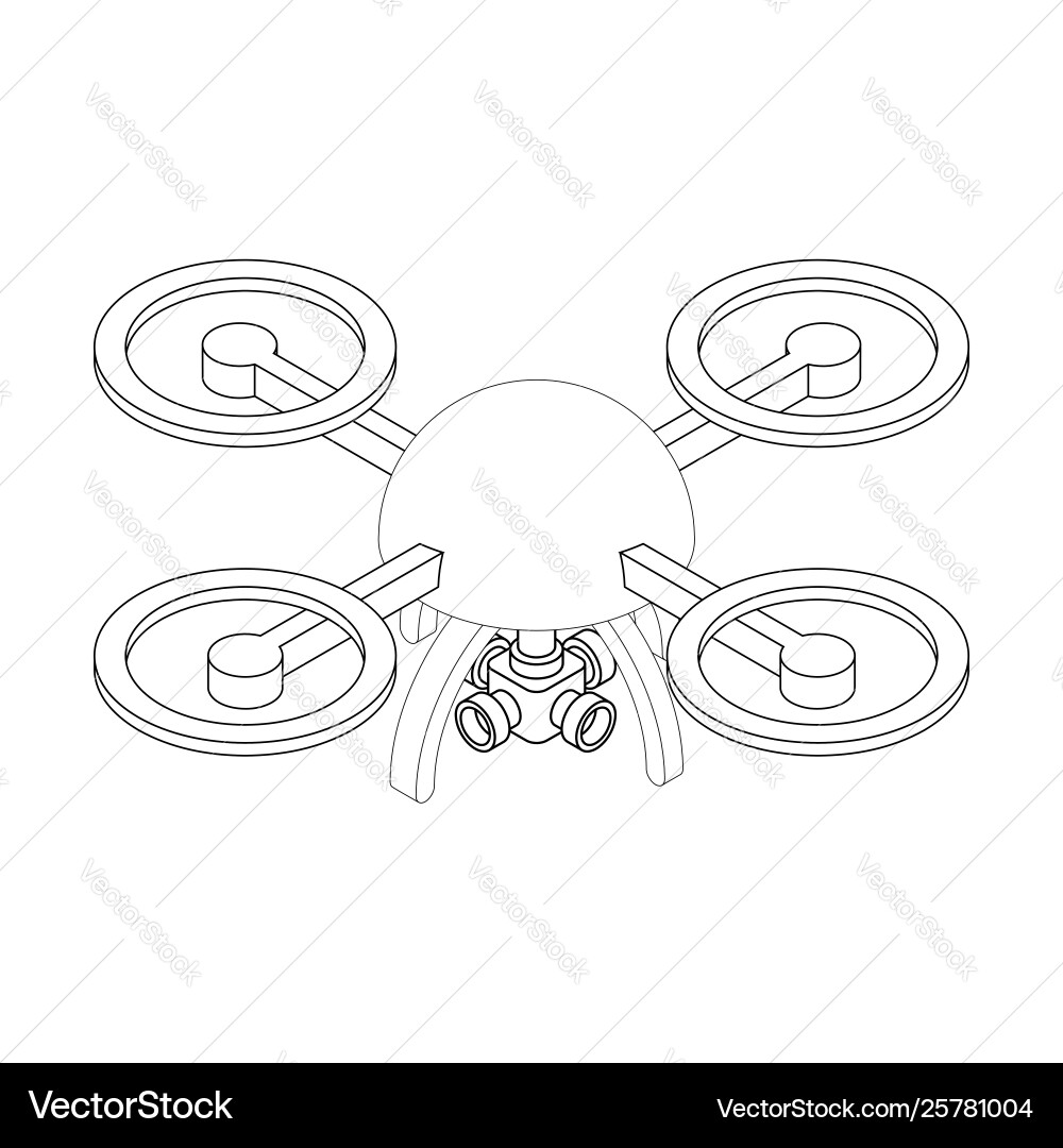 Drone with camera isometry isolated unmanned Vector Image