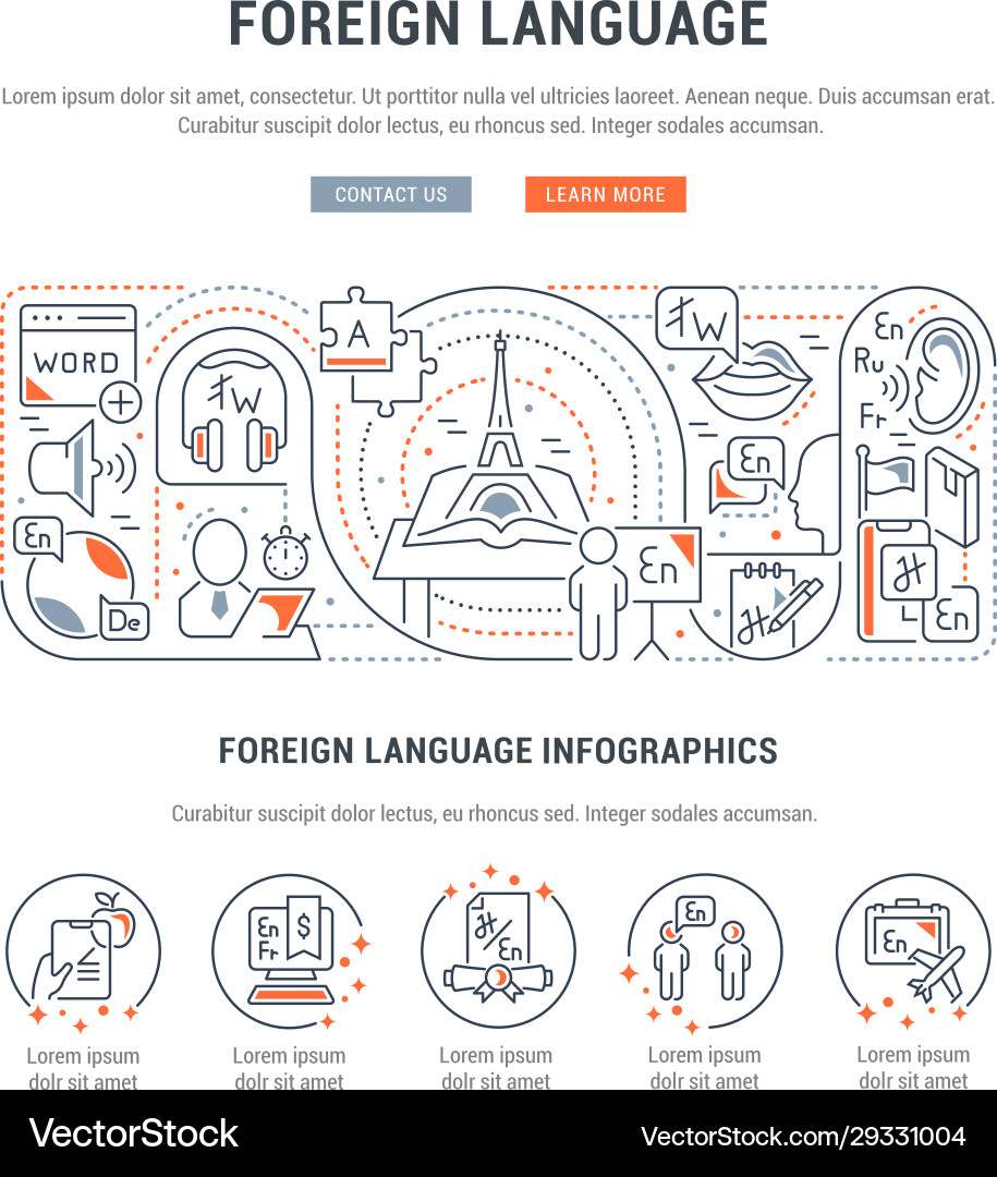 Foreign Language Learning Icons Vector Image