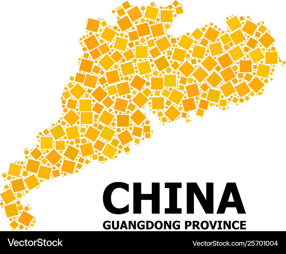 Gold rotated square pattern map guangdong vector image