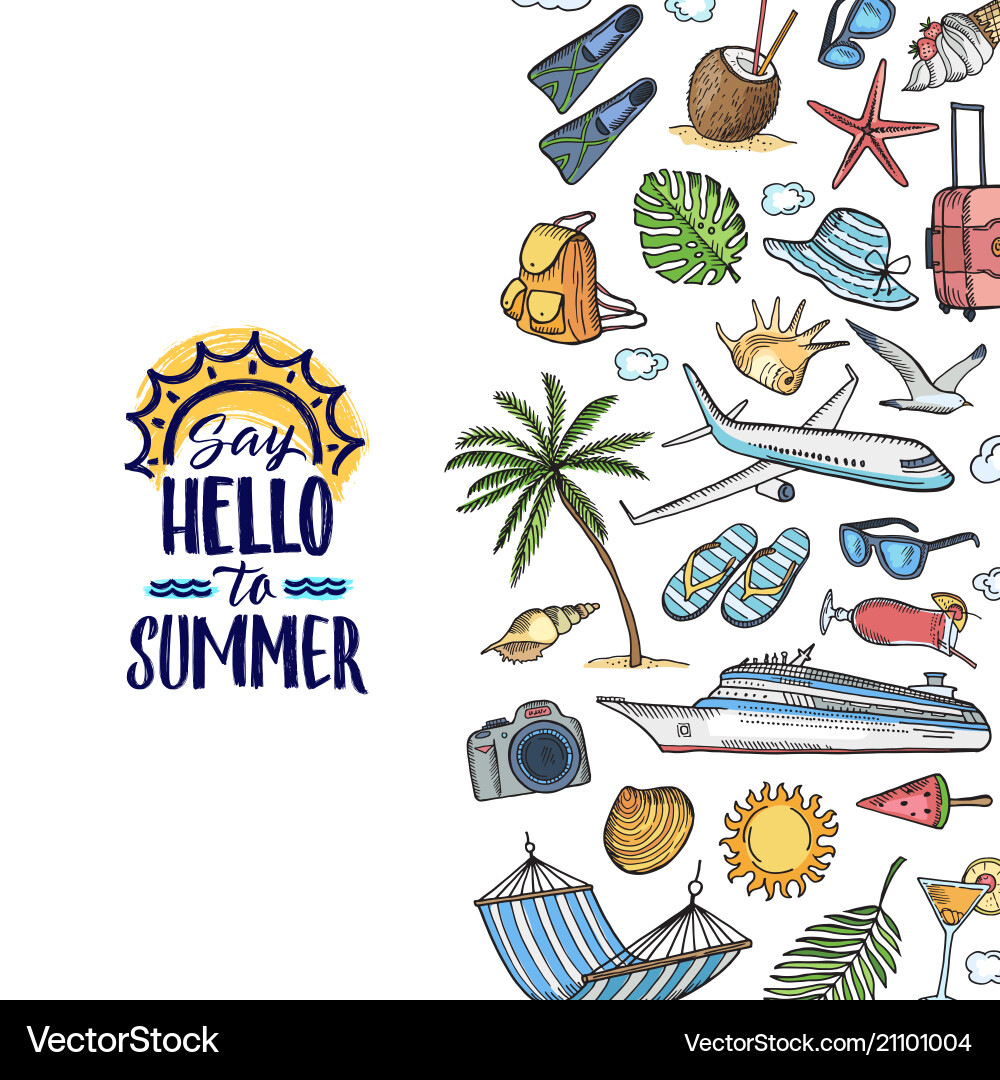 Hand drawn summer travel elements Hand drawn summer travel elements vector image