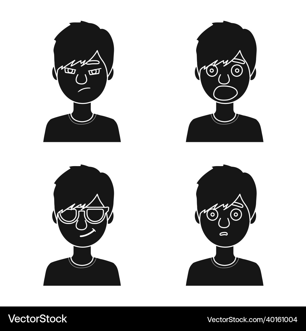 Isolated object of face and boy sign set Isolated object of face and boy sign set vector image