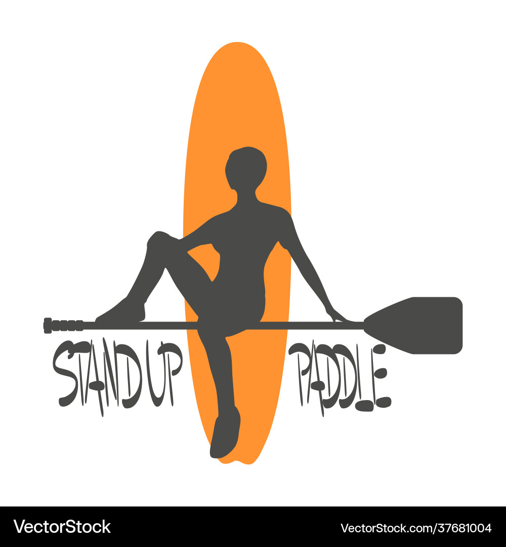 Lady posing with surf board Royalty Free Vector Image