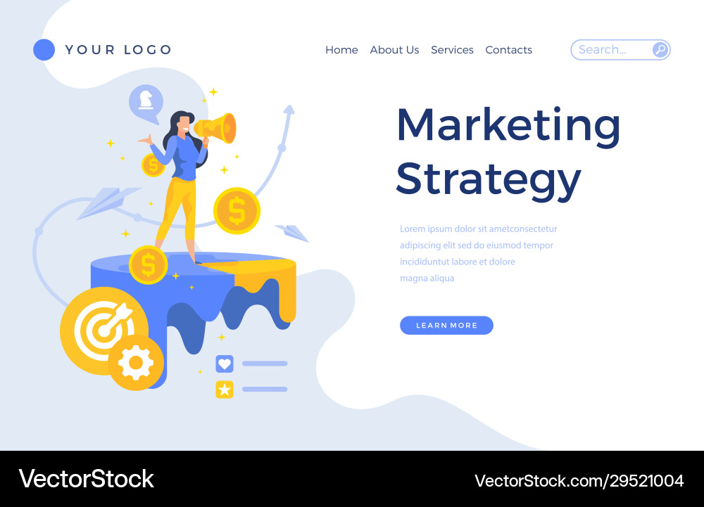 Landing page template marketing strategy concept Landing page template marketing strategy concept vector image