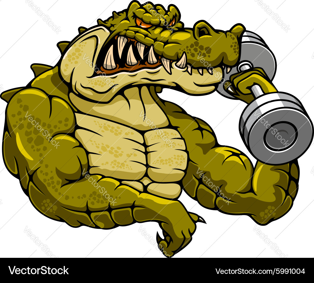 Muscular Crocodile Bodybuilder Vector Image