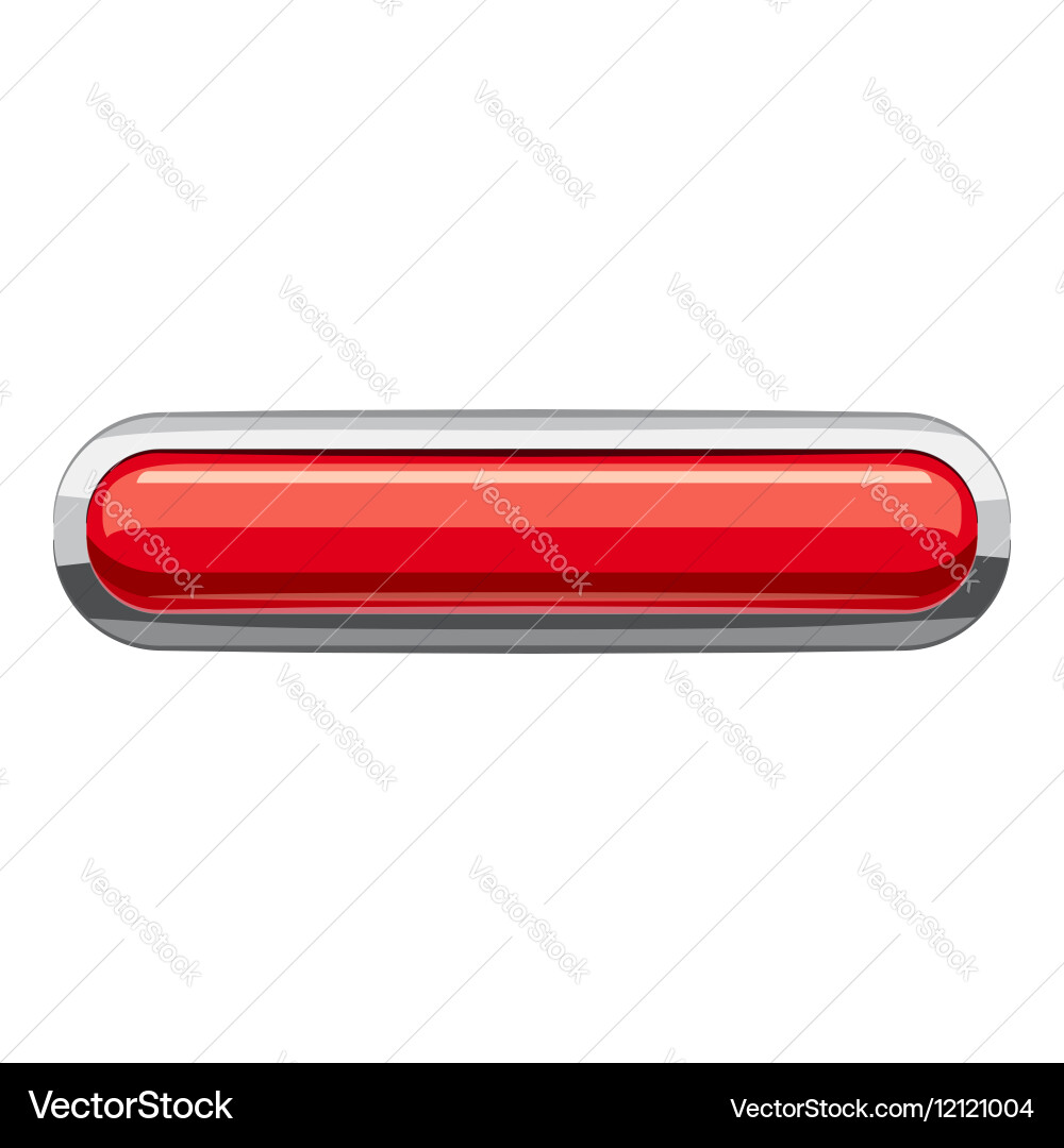 Red rectangular button icon cartoon style Vector Image