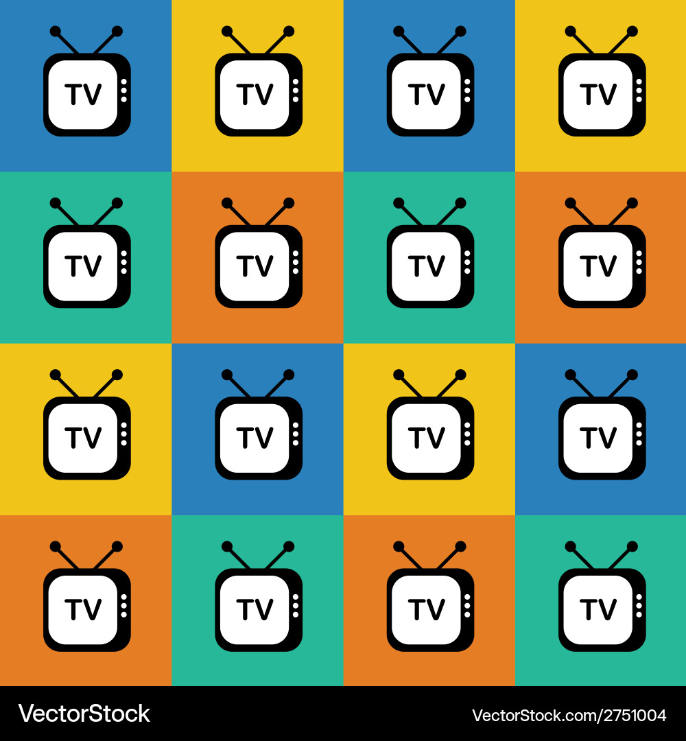 Retro tv web icon seamless pattern background vector image