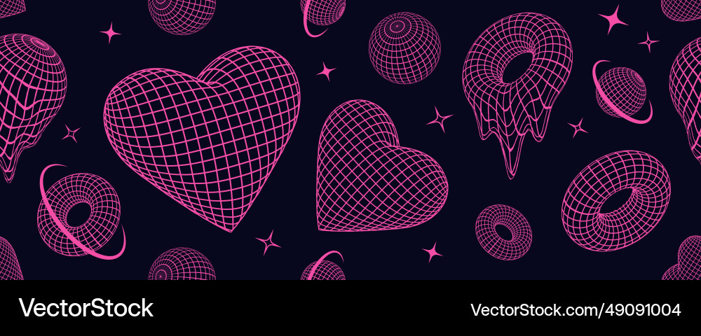 Retro y2k seamless pattern with techno shapes Retro y2k seamless pattern with techno shapes vector image