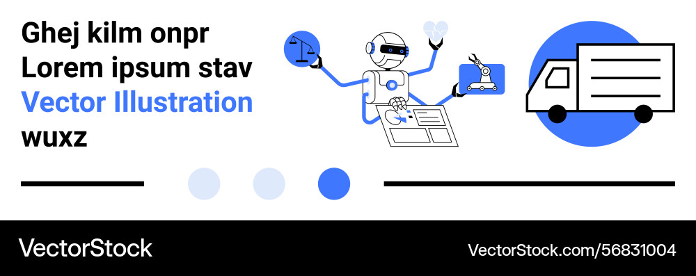 Robot managing tasks with technology and logistics Robot managing tasks with technology and logistics vector image