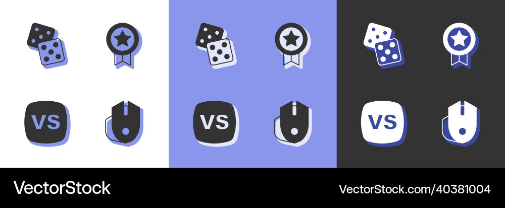 Set computer mouse game dice vs versus battle Vector Image