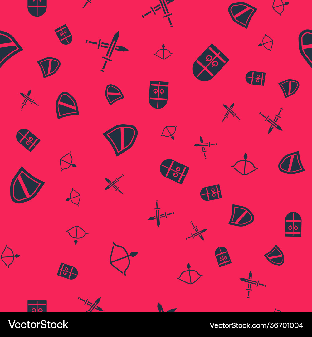 Set medieval bow and arrow crossed sword Set medieval bow and arrow crossed sword Vector Image