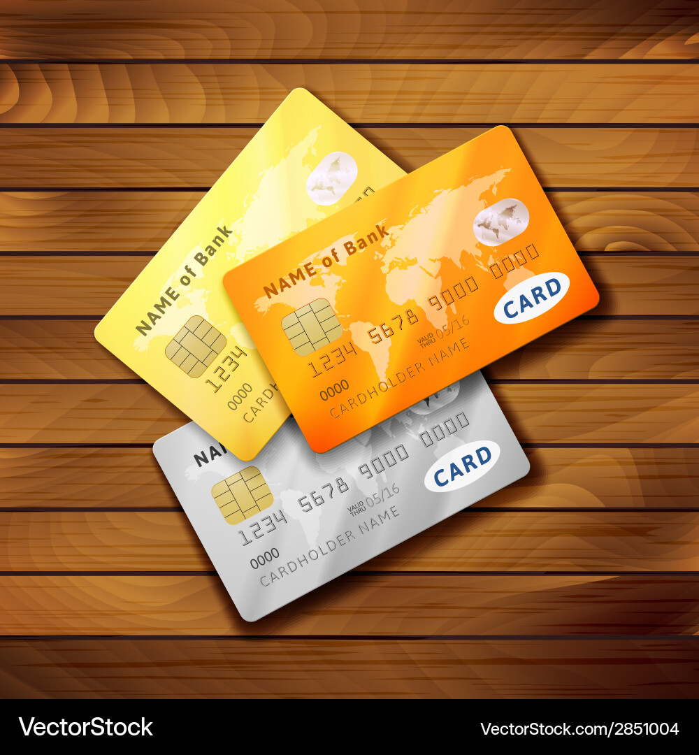 Set of detailed glossy credit cards Vector Image