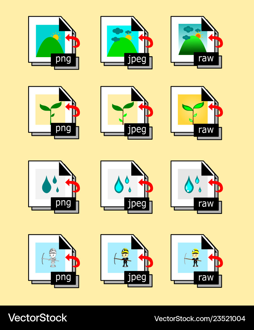 Set of program file formats iconsfile extensions Vector Image