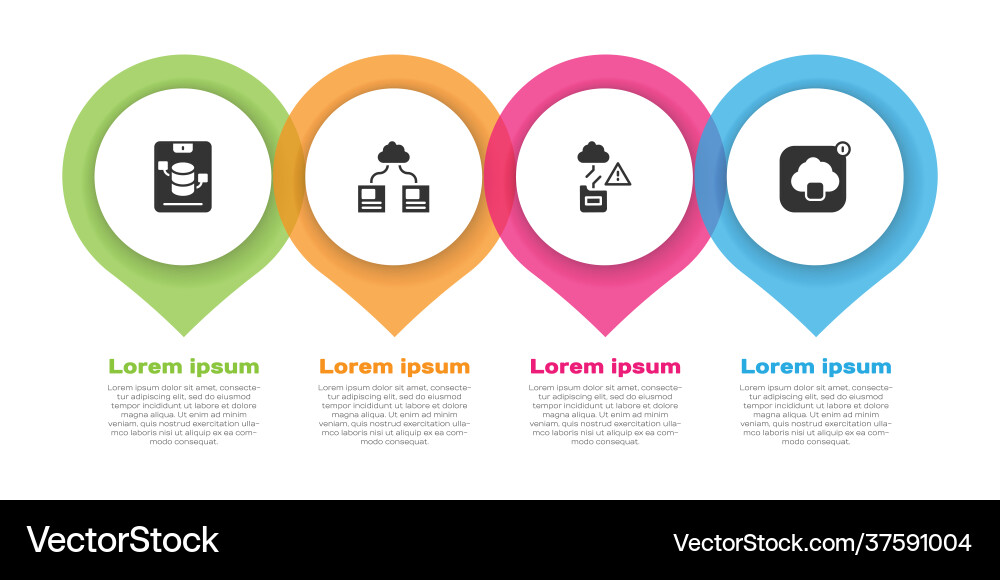 Set server data web hosting cloud technology Set server data web hosting cloud technology vector image