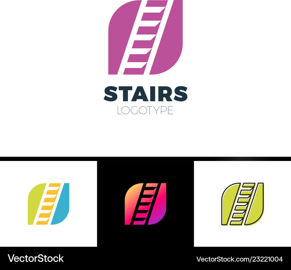 Stairs logotype simple form sign with negative vector image