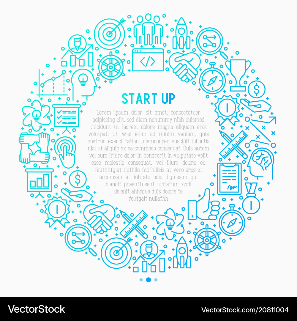 Start up concept in circle with thin line icons Start up concept in circle with thin line icons vector image