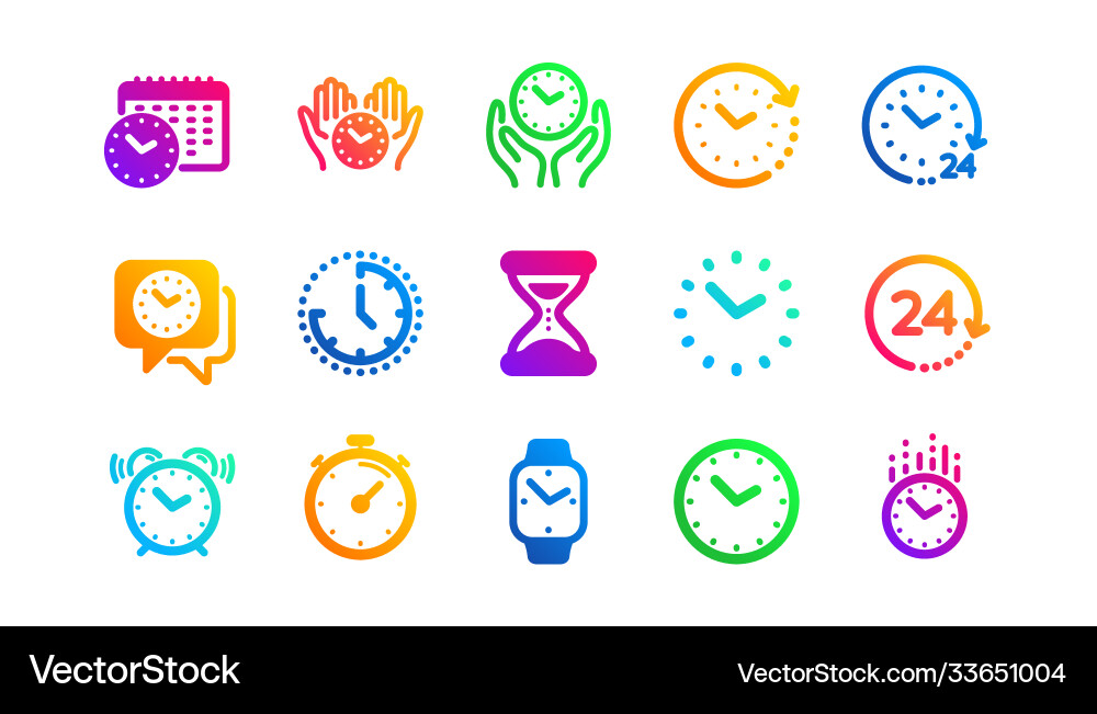 Time and clock icons timer alarm smartwatch Vector Image