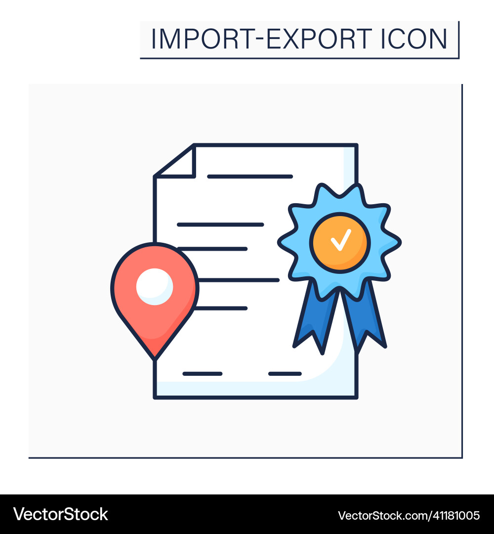 Certificate of origin color icon Certificate of origin color icon vector image