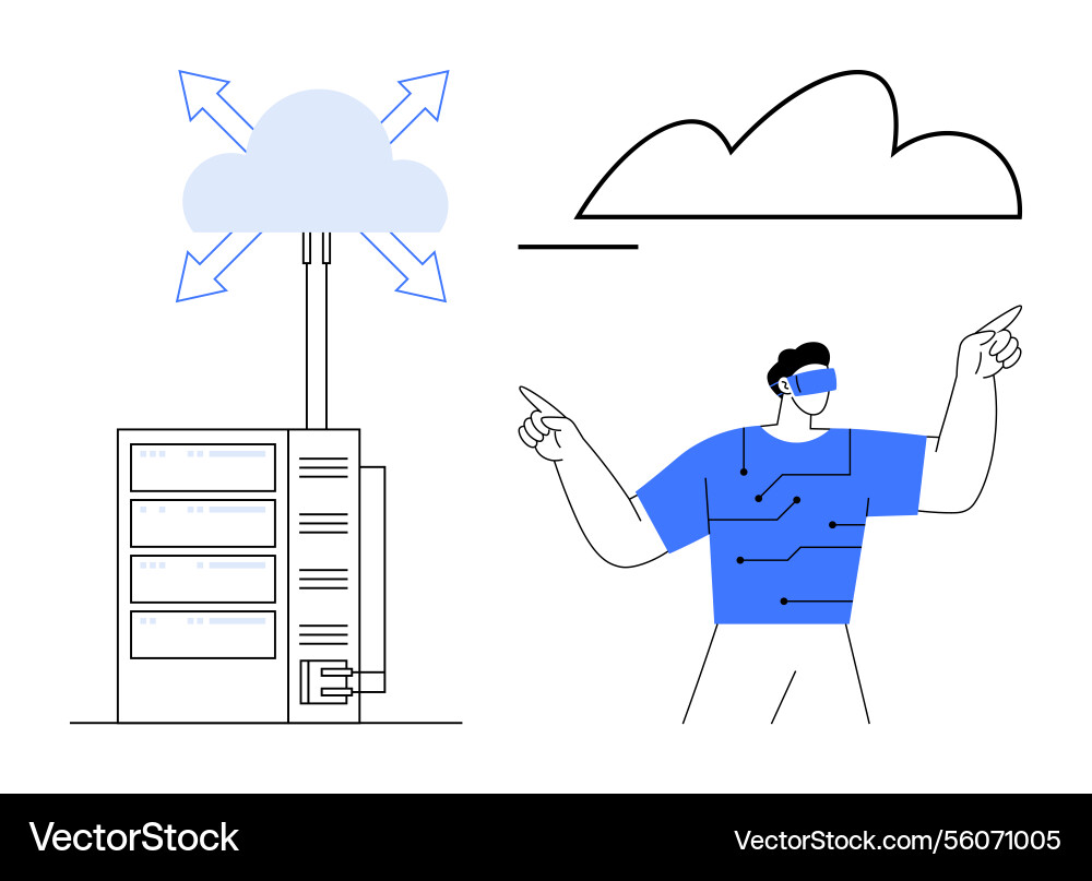 Cloud computing technology with server integration Cloud computing technology with server integration Vector Image