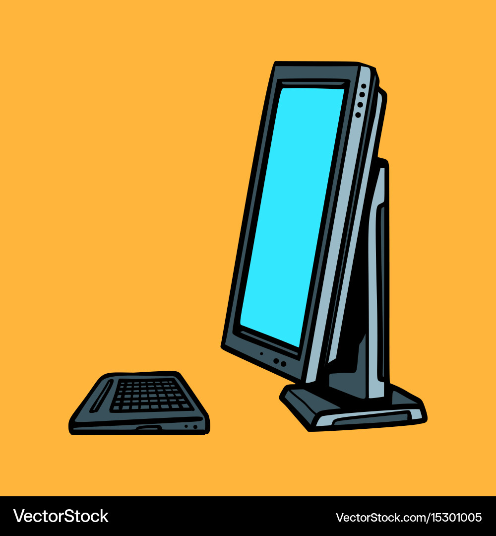 Computer monitor and keyboard vector image