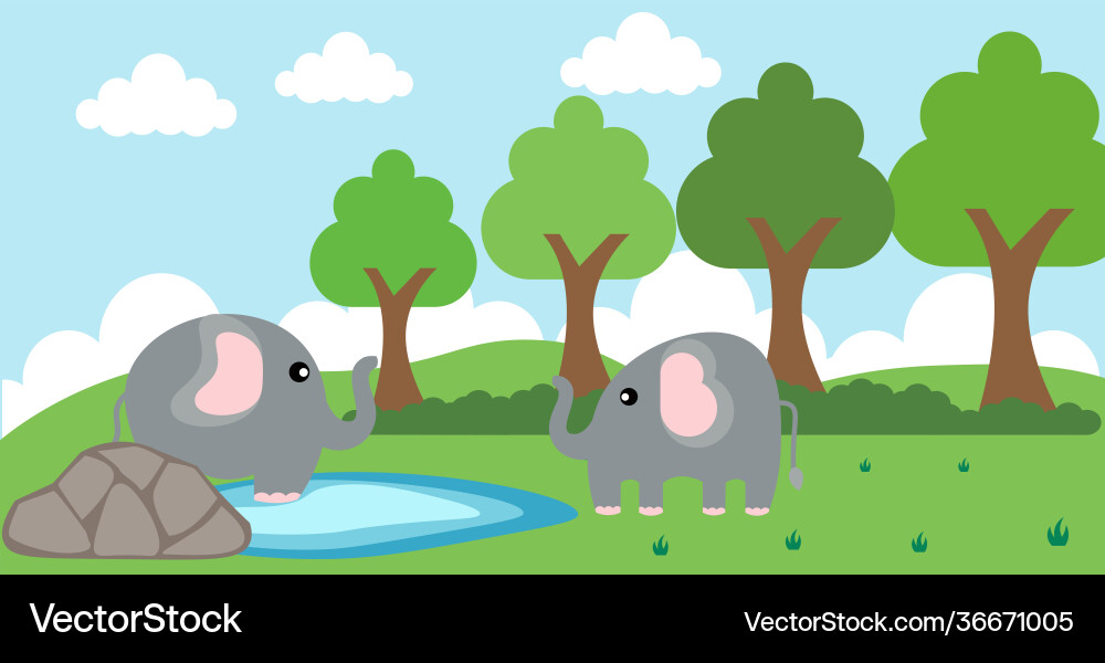 Elefanten niedliche Tiere im Cartoon Stil wild Elefanten niedliche Tiere im Cartoon Stil wild vektorbild