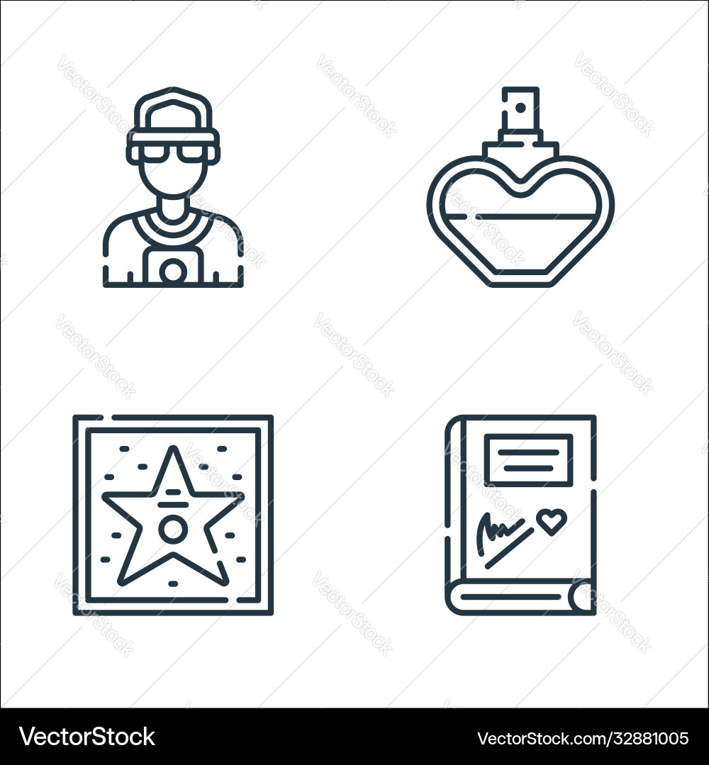 Fame line icons linear set quality vector image