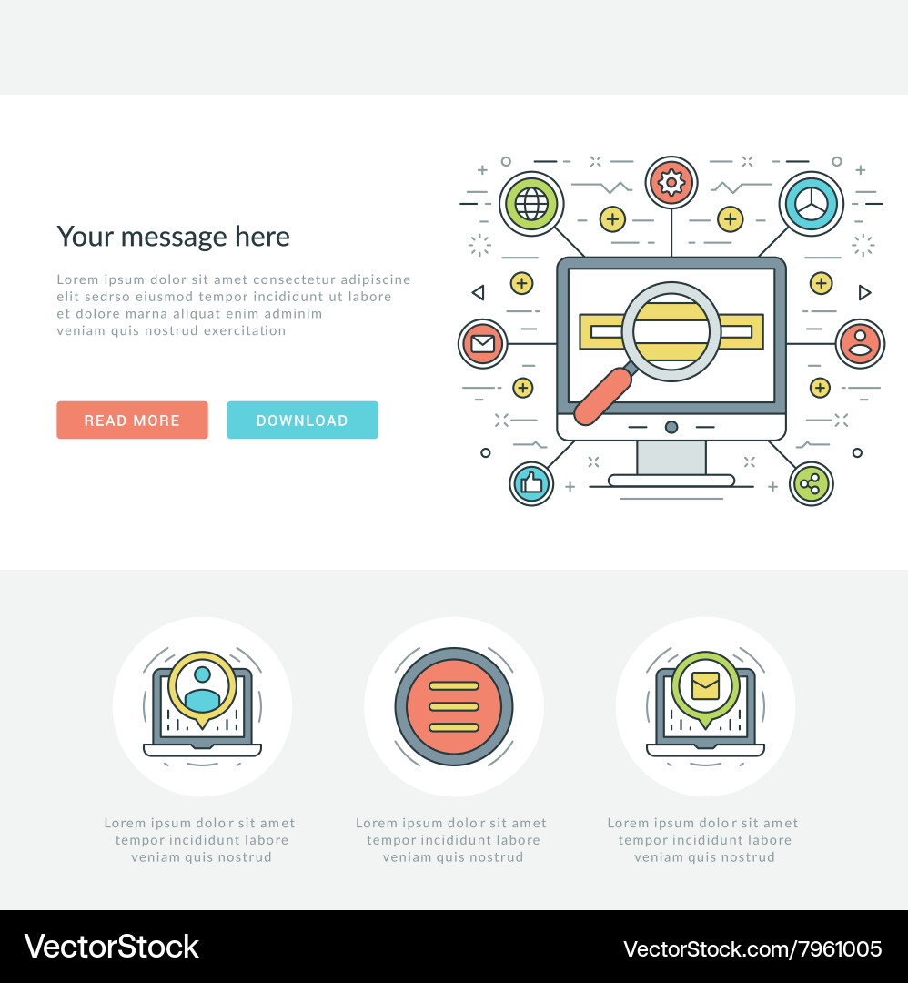 Flat line business concept web site header Vector Image