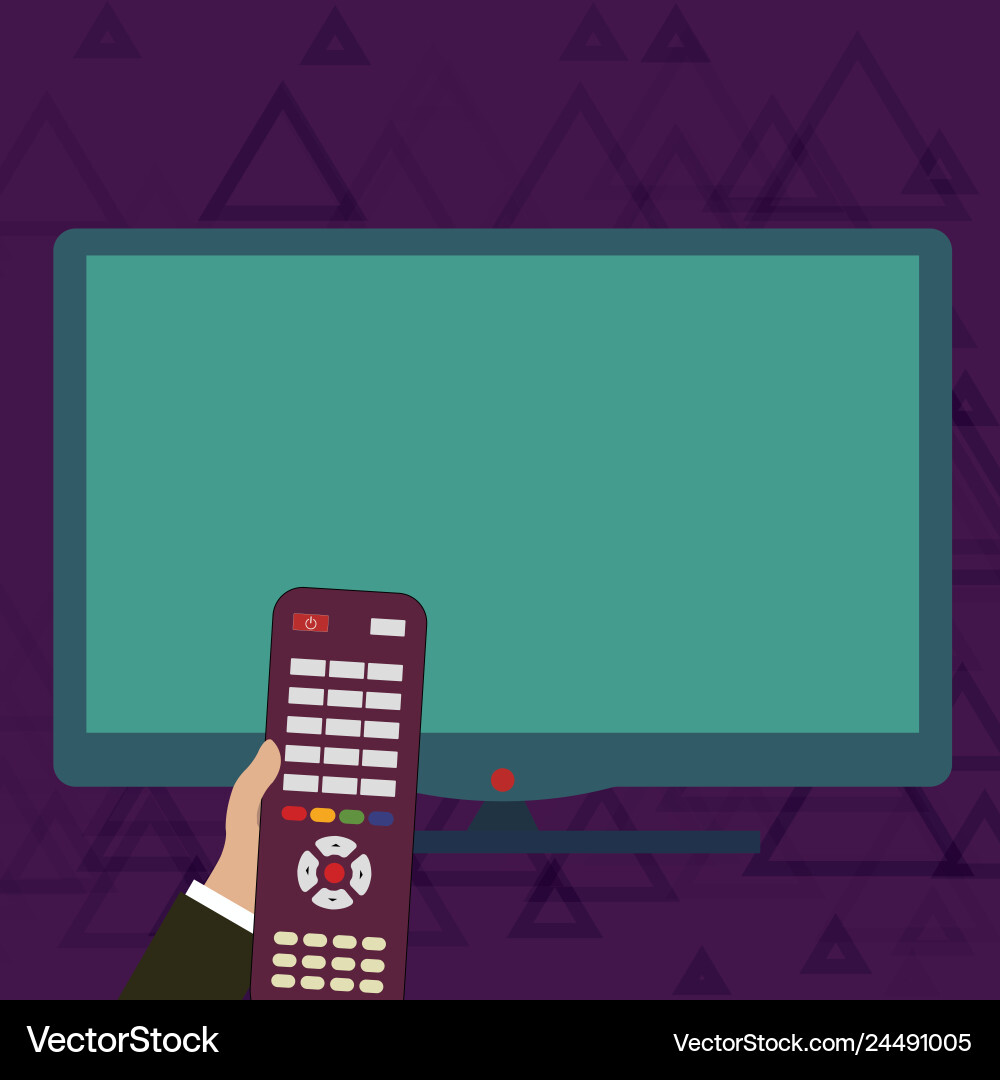 Hand holding computer remote control infront Hand holding computer remote control infront vector image