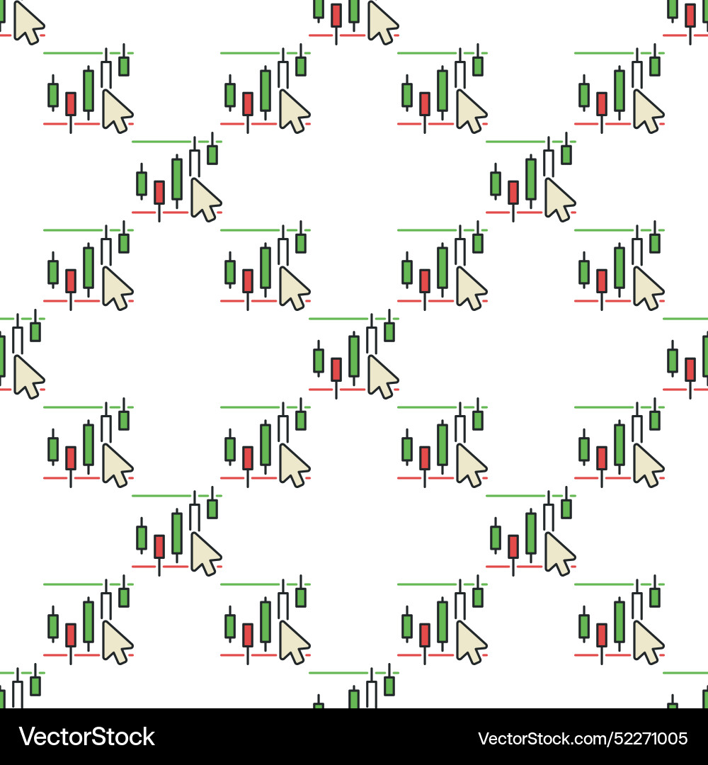 Mouse click on candlestick chart colored seamless Mouse click on candlestick chart colored seamless vector image