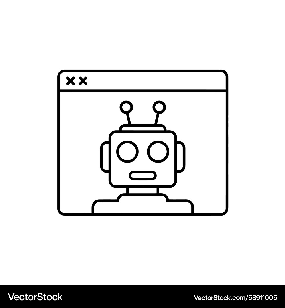 Robot in Computer Screen Vector Image