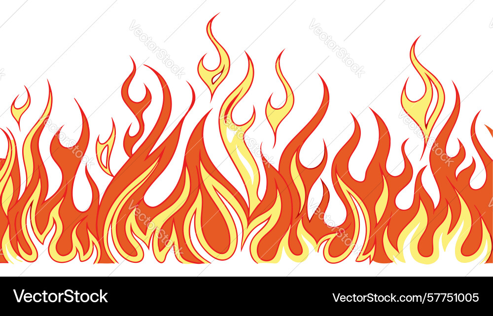 Seamless fire flames pattern border dynamic vector image