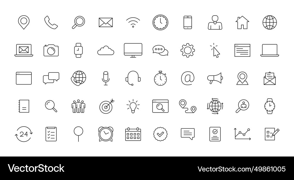 Set of contact us web icons in line style Vector Image
