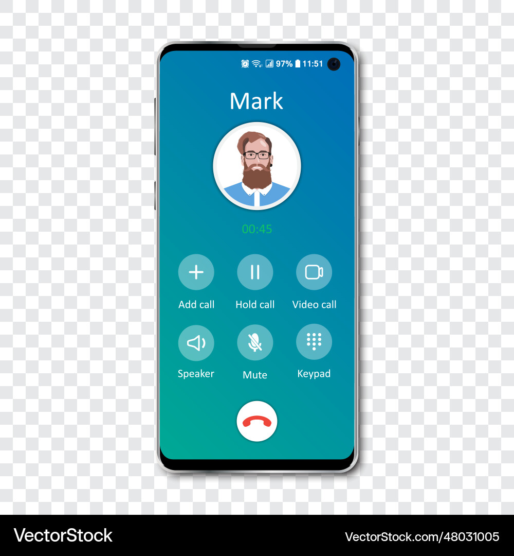 Smartphone call app interface template Smartphone call app interface template Vector Image