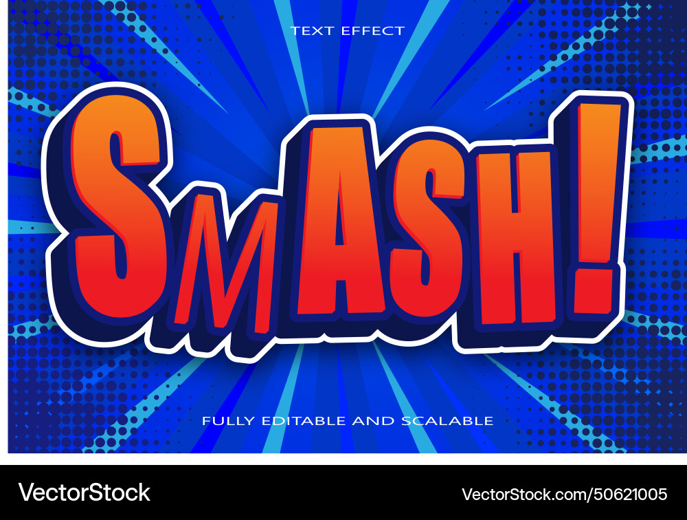 Smash editable text effect 3 dimension emboss Vector Image