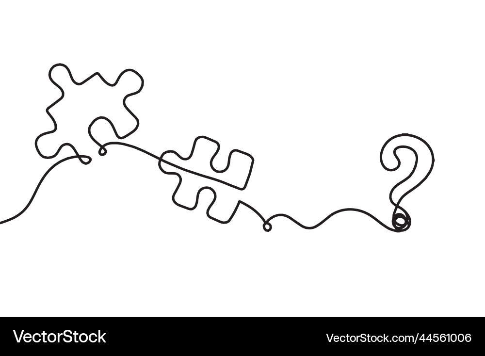 Abstract jigsaw puzzle with question mark as line vector image