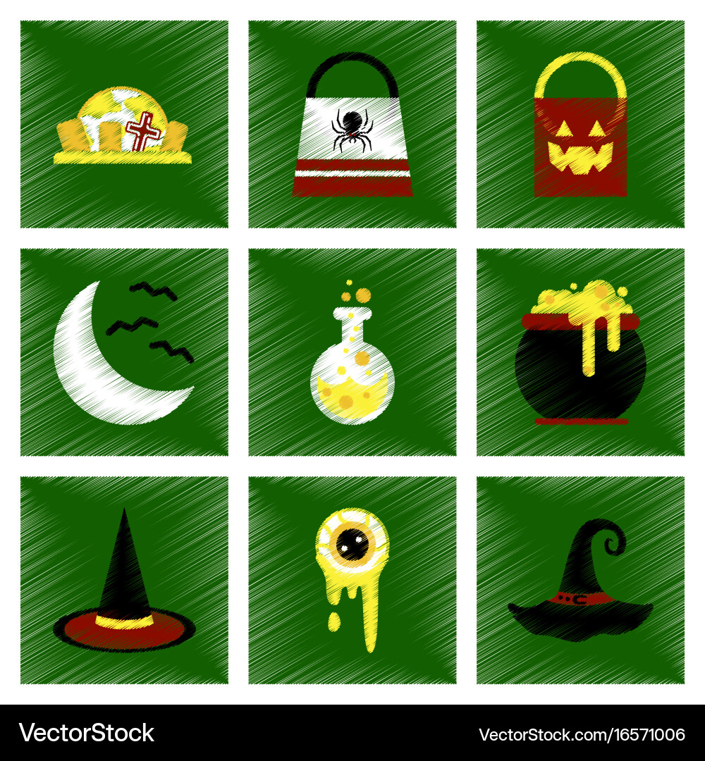 Assembly flat shading style icons halloween Vector Image