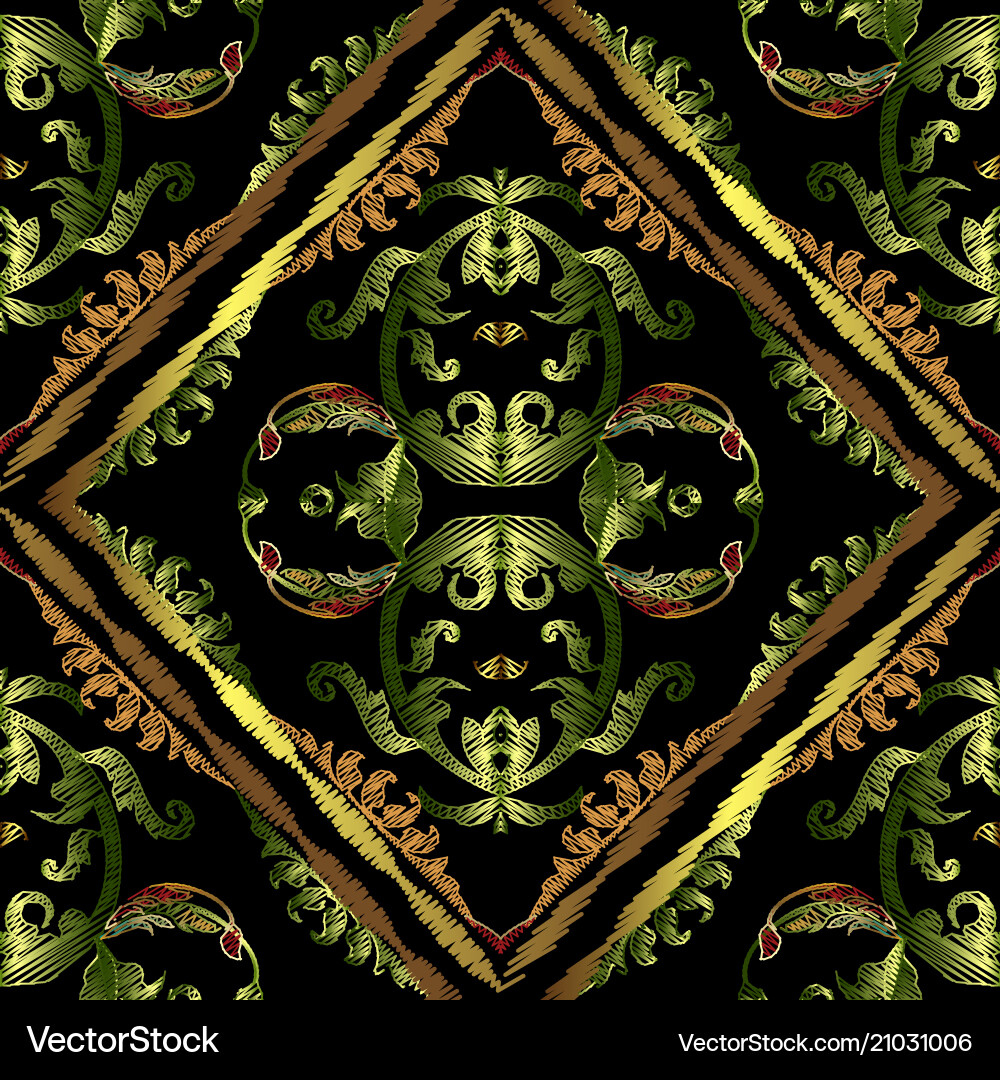 Baroque embroidery seamless pattern Baroque embroidery seamless pattern vector image