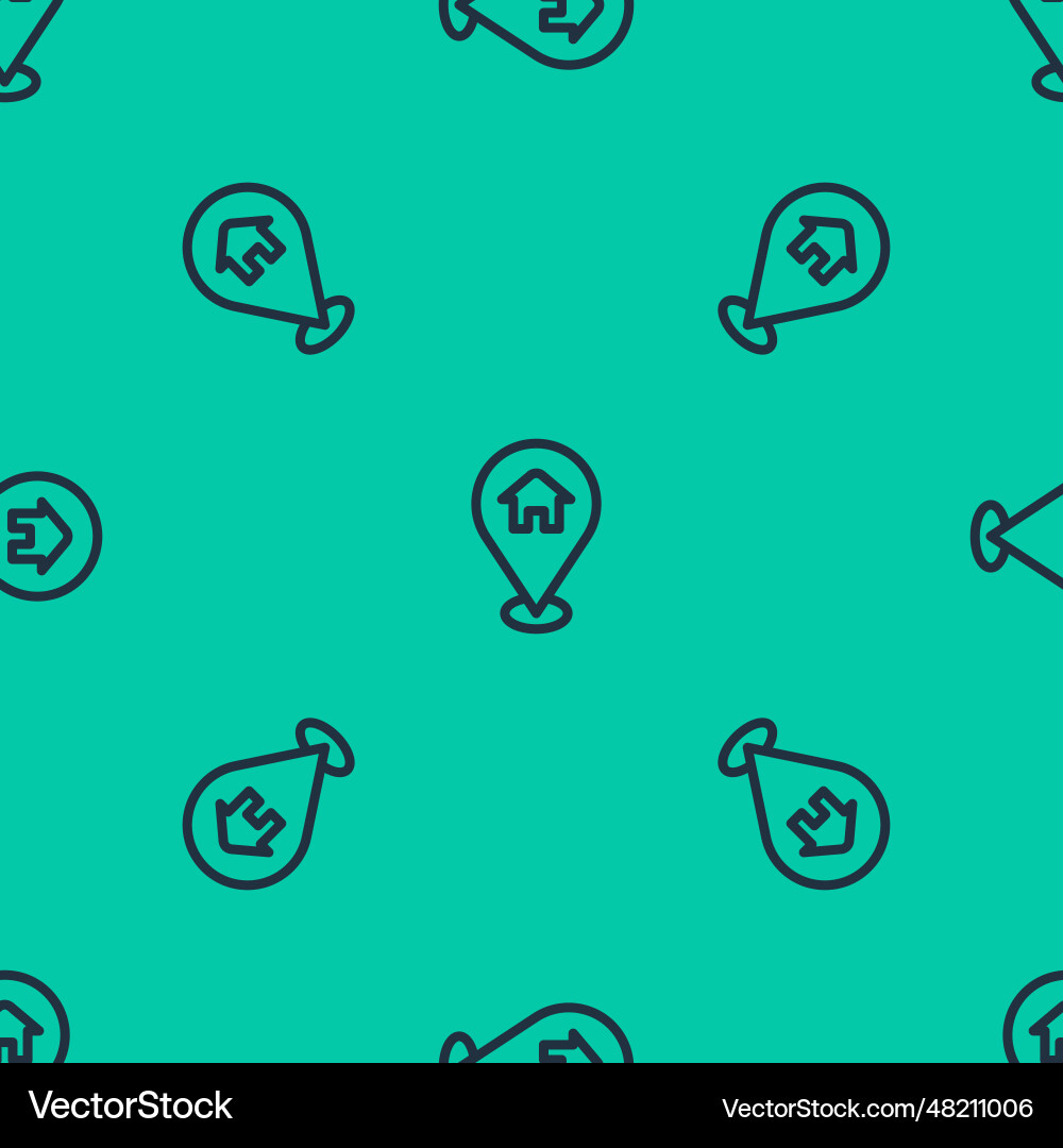 Blue line map pointer with house icon isolated Vector Image