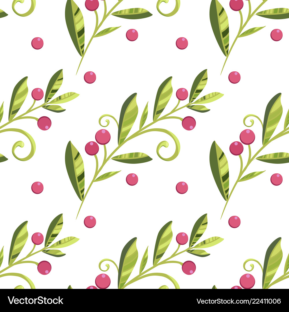 Branch of cranberries with berries pattern Branch of cranberries with berries pattern Vector Image